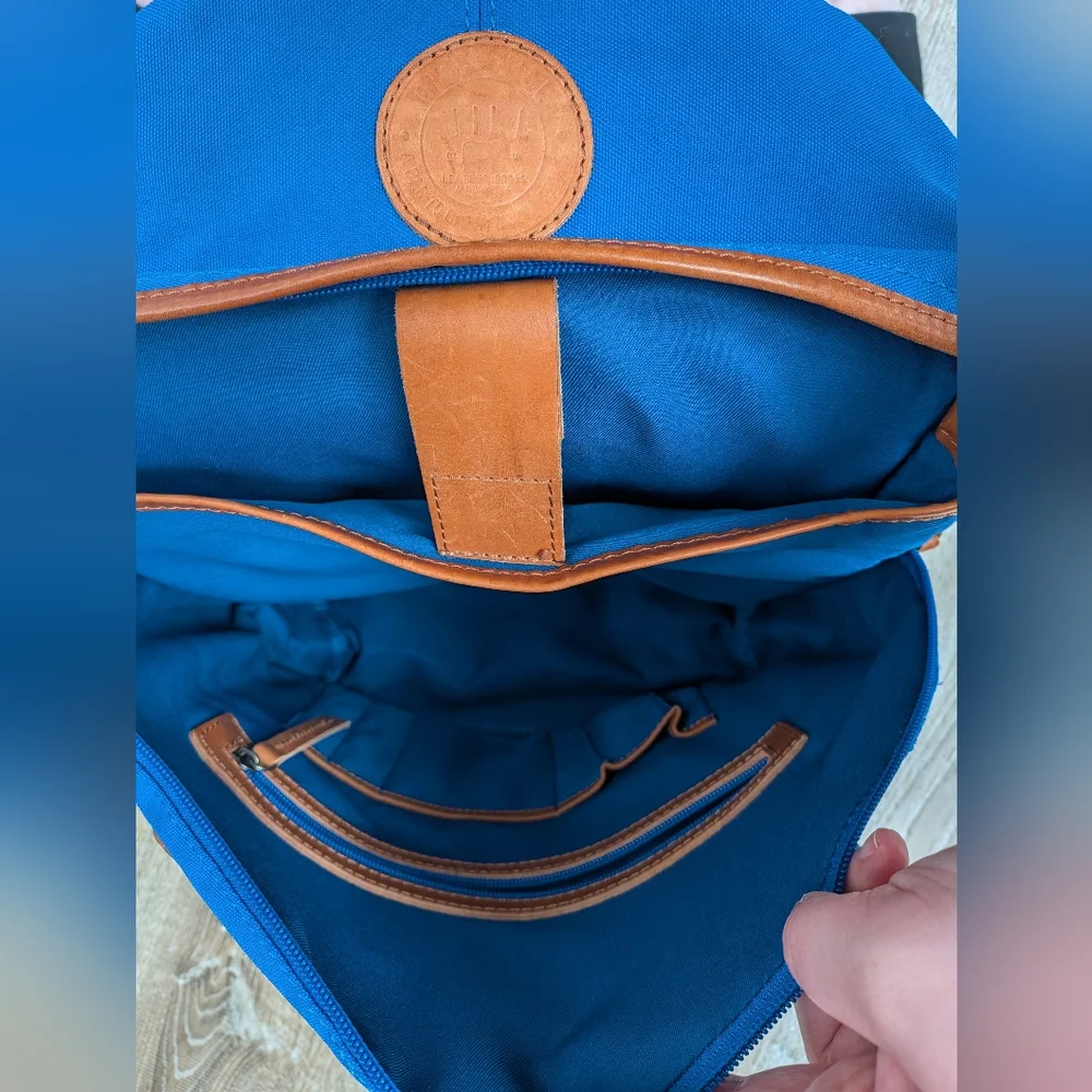 Will Leather Goods Colorblock Blue Leather Accent Backpack
